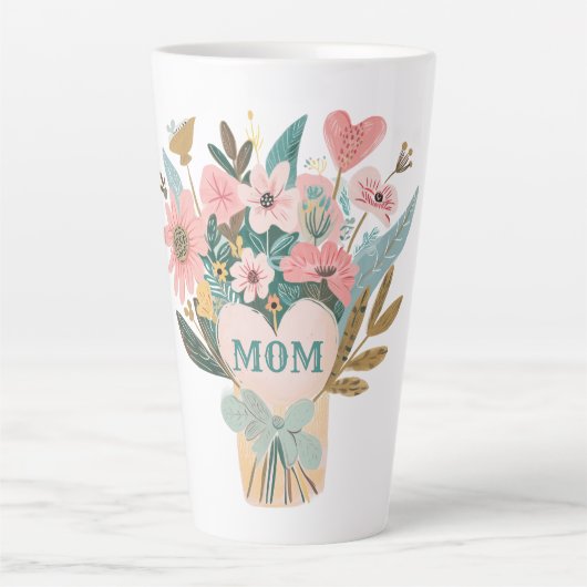 Mom Flower Bouquet Latte Mok (Voorkant)