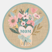 Mom Flower Bouquet Ronde Sticker (Voorkant)