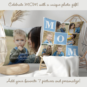 MOM gepersonaliseerde 7 foto collage Moederdag Kussen