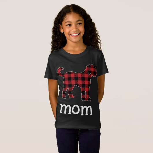 Mom Goldendoodle Red Plaid Christmas Matching Fami T-shirt (Voorkant volledig)