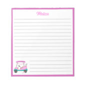Mom Golfer Roze Polka Dot Cart Naam Notitieblok (Voorkant)