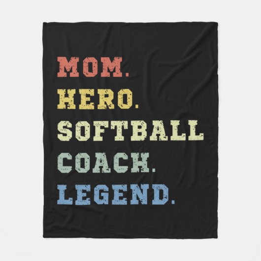 Mom hero softball coach legend fleece deken (Voorkant)