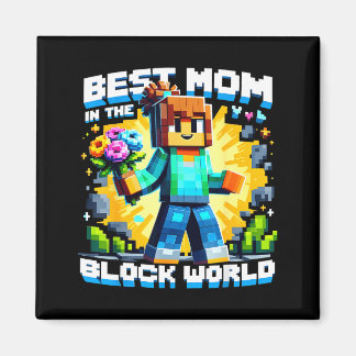 Mom in the block world pixel gaming mother day magneet