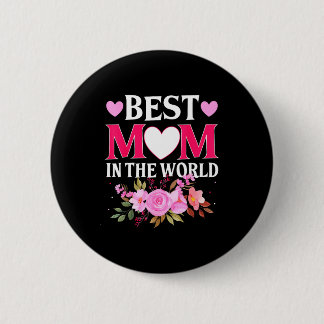 Mom in the world mommy floral mother's day cute mo ronde button 5,7 cm