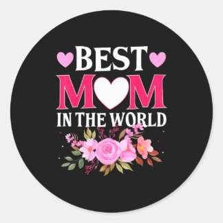 Mom in the world mommy floral mother's day cute mo ronde sticker