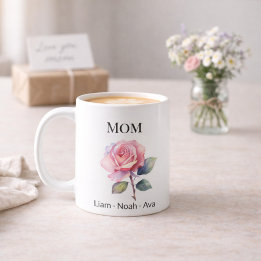Mom June Birth Flower with Kids Names Koffiemok