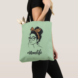  Mom Life Leopard Print Tote Bag