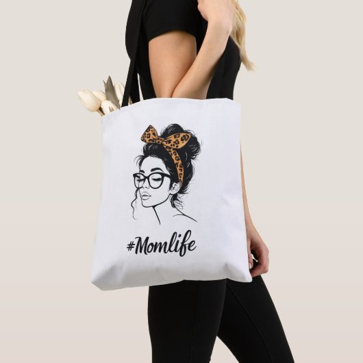  Mom Life Leopard Print Tote Bag (Dichtbij)