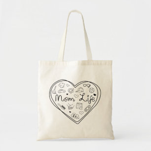 Mom Life - Schattigee Multitasking Mom Heart Canva Tote Bag