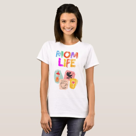 MOM LIFE T-Shirt – Vrolijk Moederschap Design (Voorkant volledig)