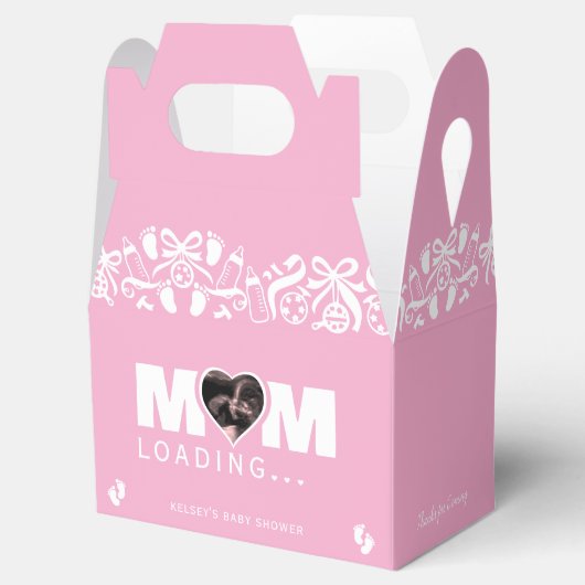 Mom Loading Photo Ultrasound Pink Baby Shower Bedankdoosjes (Geopend)