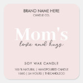 Mom Love & Knuffels | Aangepaste Roze Kaars Label  (Voorkant)