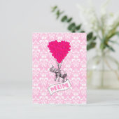 Mom met roze olifant briefkaart (Staand voorkant)