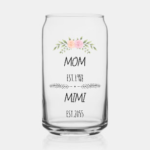 Mom & Mimi Custom Floral Family Opgericht Jaar Blikvorm Glas