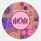 MOM, MOEDER, VROUWEN, GROTE DAG, GIFT SILVER PLAAT RONDE STICKER (Voorkant)