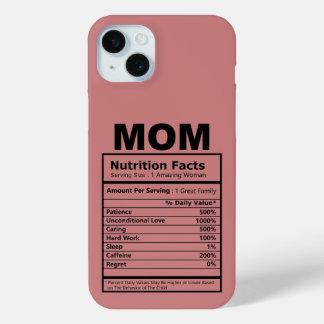 Mom Nutrition Facts Pattern Mother Day Pink Color iPhone 15 Mini Hoesje