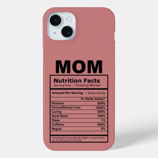 Mom Nutrition Facts Pattern Mother Day Pink Color Case-Mate iPhone Case (Achterkant)