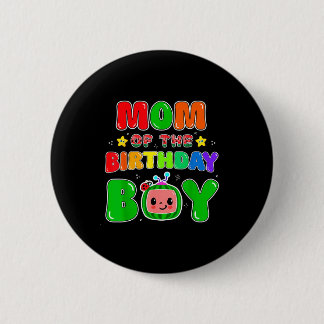 Mom Of The Birthday Boy Funny Melon Family Party M Ronde Button 5,7 Cm