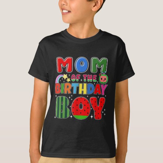 Mom Of The Birthday Boy Melon Family Matching Funn T-shirt (Voorkant)