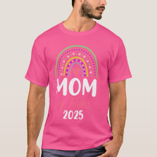 MOM OF TWINS 2025 Expactend Twin Mother Baby Luck T-shirt