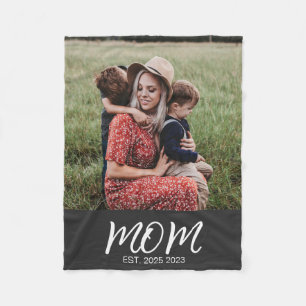 Mom Opgericht Zwart Modern Script Photo Fleece Deken