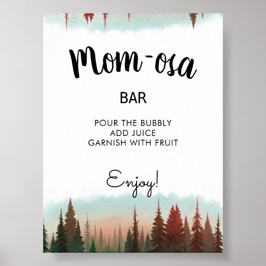 Mom-osa Avontuur wacht Rustiek Bos Baby shower Poster (Voorkant)