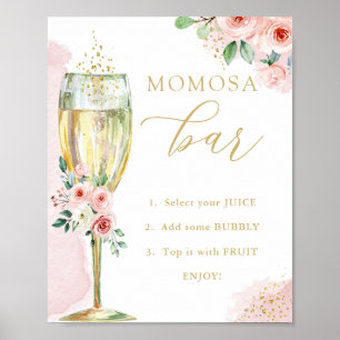 "MOM"osa Bar, roze goudbloemen en glas, douche Poster