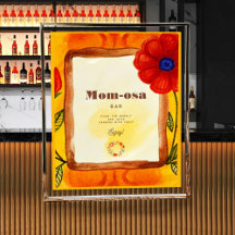 Mom-osa Retro Hippie Floral Waterverf Baby shower