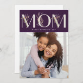 MOM | paarse moderne gelukkige moederdag Feestdagenkaart (Voorkant / Achterkant)