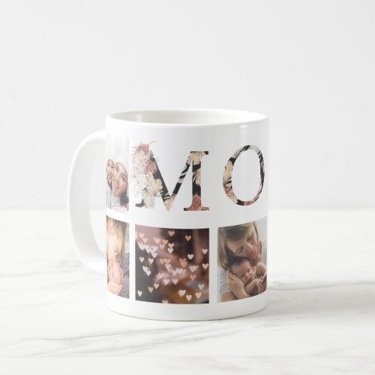 MOM Pampas Custom Boho Modern Multi Photo Mug (Devant gauche)