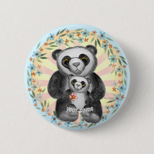 Mom Panda Beer Love pin knop Ronde Button 5,7 Cm