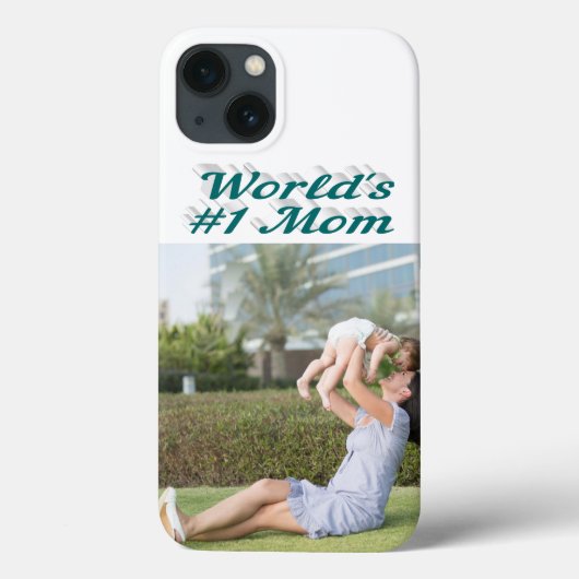 Mom Photo green text iPhone Case (Achterkant)