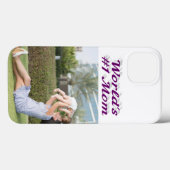 Mom Photo purple text iPhone Case (Achterkant (horizontaal))