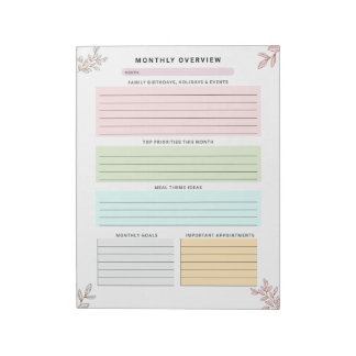 Mom Planner Maandelijks overzicht Family Organizer Notitieblok