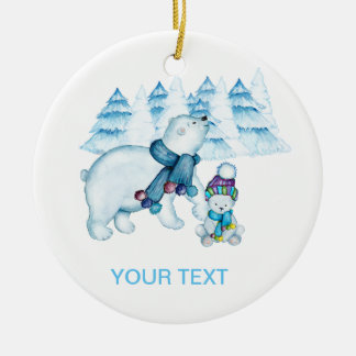 MOM POLAR BEER STANDING BABY SITTING KERAMISCH ORNAMENT