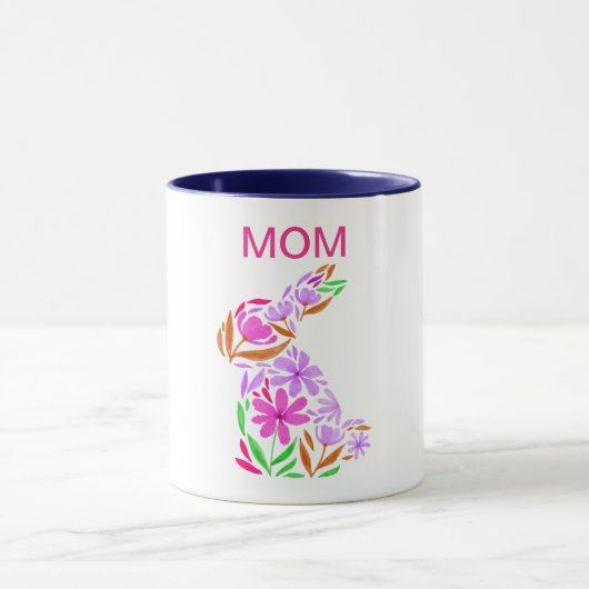 "MOM" RABBIT FLEURIE DE PÂQUES EN MUG DE COULEURS (Centre)