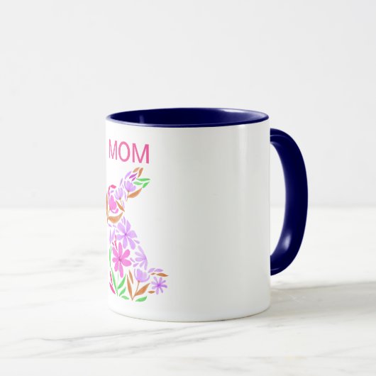 "MOM" RABBIT FLEURIE DE PÂQUES EN MUG DE COULEURS (Devant droit)