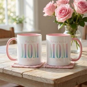 MOM Regenboog Kleuren, Aangepaste Naam, Motiverend Mok
