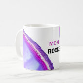 *~* MOM ROCKS Stones Crystals Lapidary Agate Koffiemok (Voorkant links)