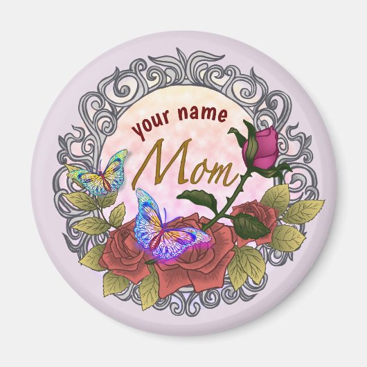 Mom Roos Rosebud custom Magneet (Voorkant)