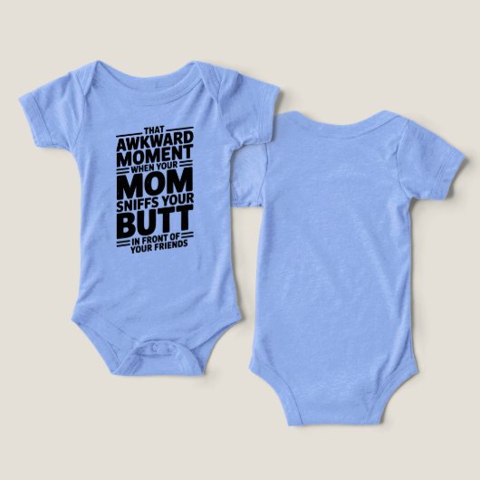 Mom Sniffs Butt Funny Baby Bodysuit Gift (Design Recto & Verso)