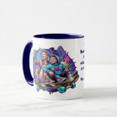 Mom & Son: Neon Drive Personalized Mug (Devant gauche)