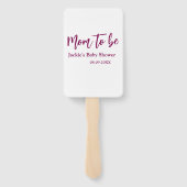 Mom to be baby shower name date pink simple minima handwaaier (Achterkant)