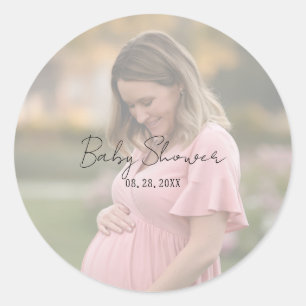Mom-to-be Gradient Sheet Photo Baby shower Ronde Sticker