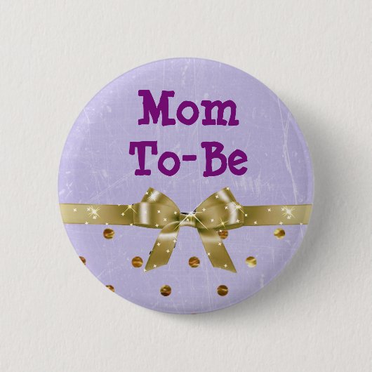 Mom-to-be lavendel en gouden Baby showers Button (Voorkant)