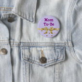 Mom-to-be lavendel en gouden Baby showers Button (In situ)