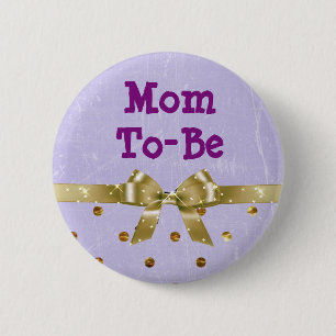 Mom-to-be lavendel en gouden Baby showers Button