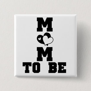 MOM to Be - Zwarte Tekst Vierkante Button 5,1 Cm