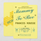 MOM TO BEE CUT BABY SHOWER INVITATION (Devant / Derrière)