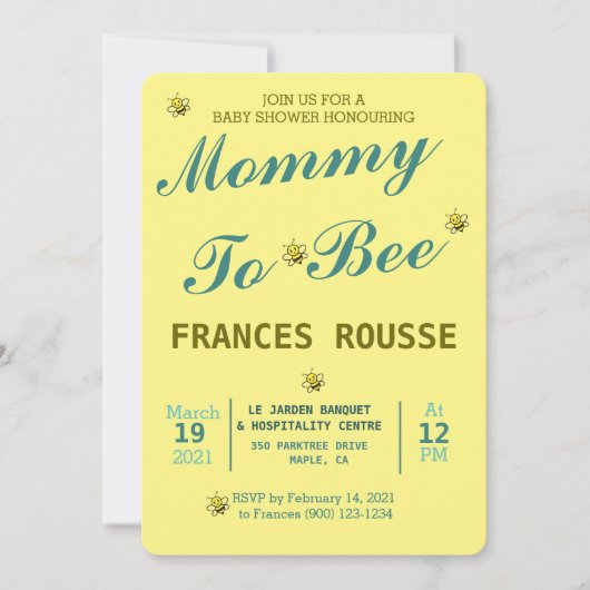 MOM TO BEE CUT BABY SHOWER INVITATION (Devant)